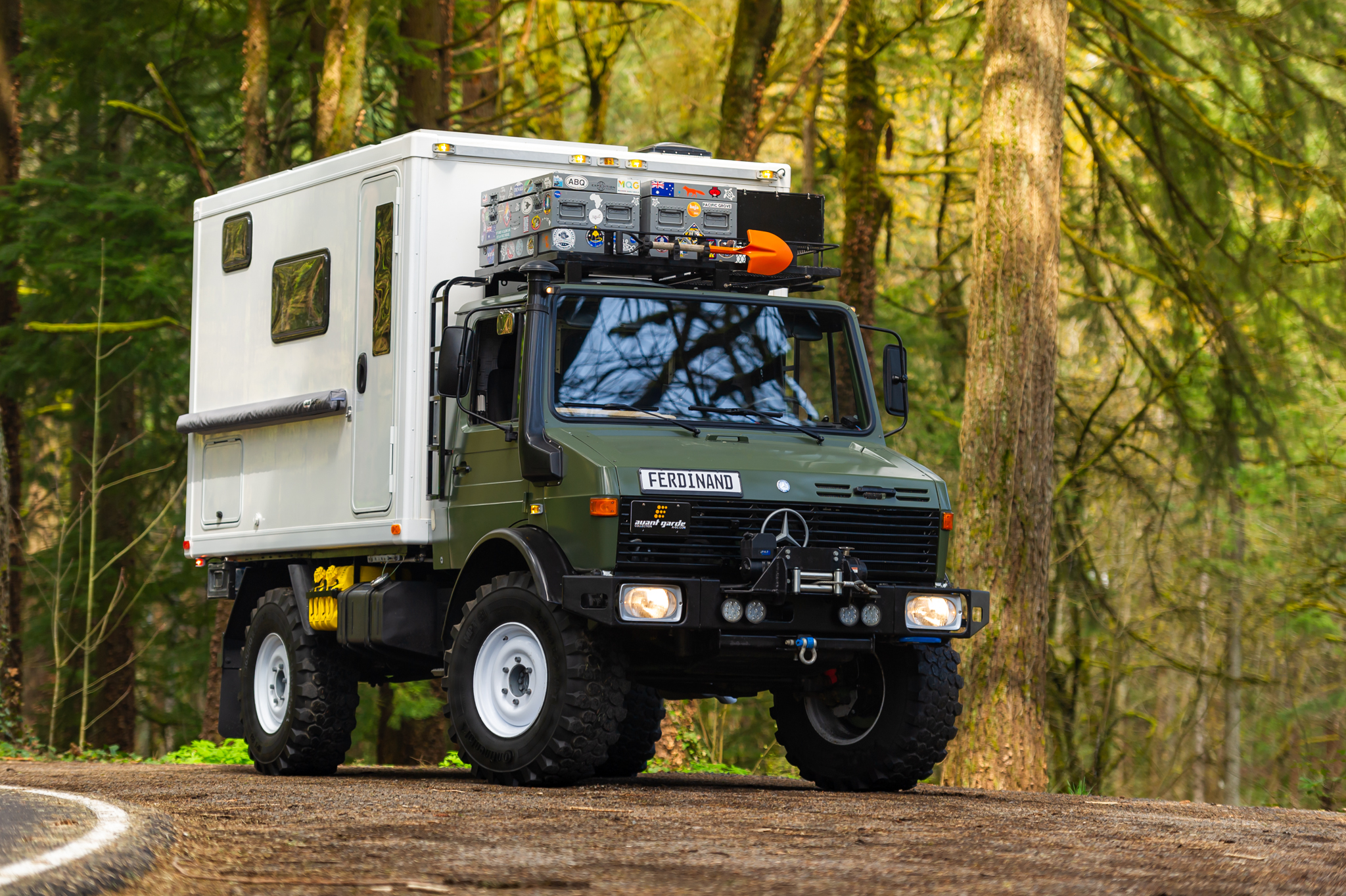 1987 Mercedes-Benz Unimog zu verkaufen – Grüner Turbodiesel Expeditions-Camper