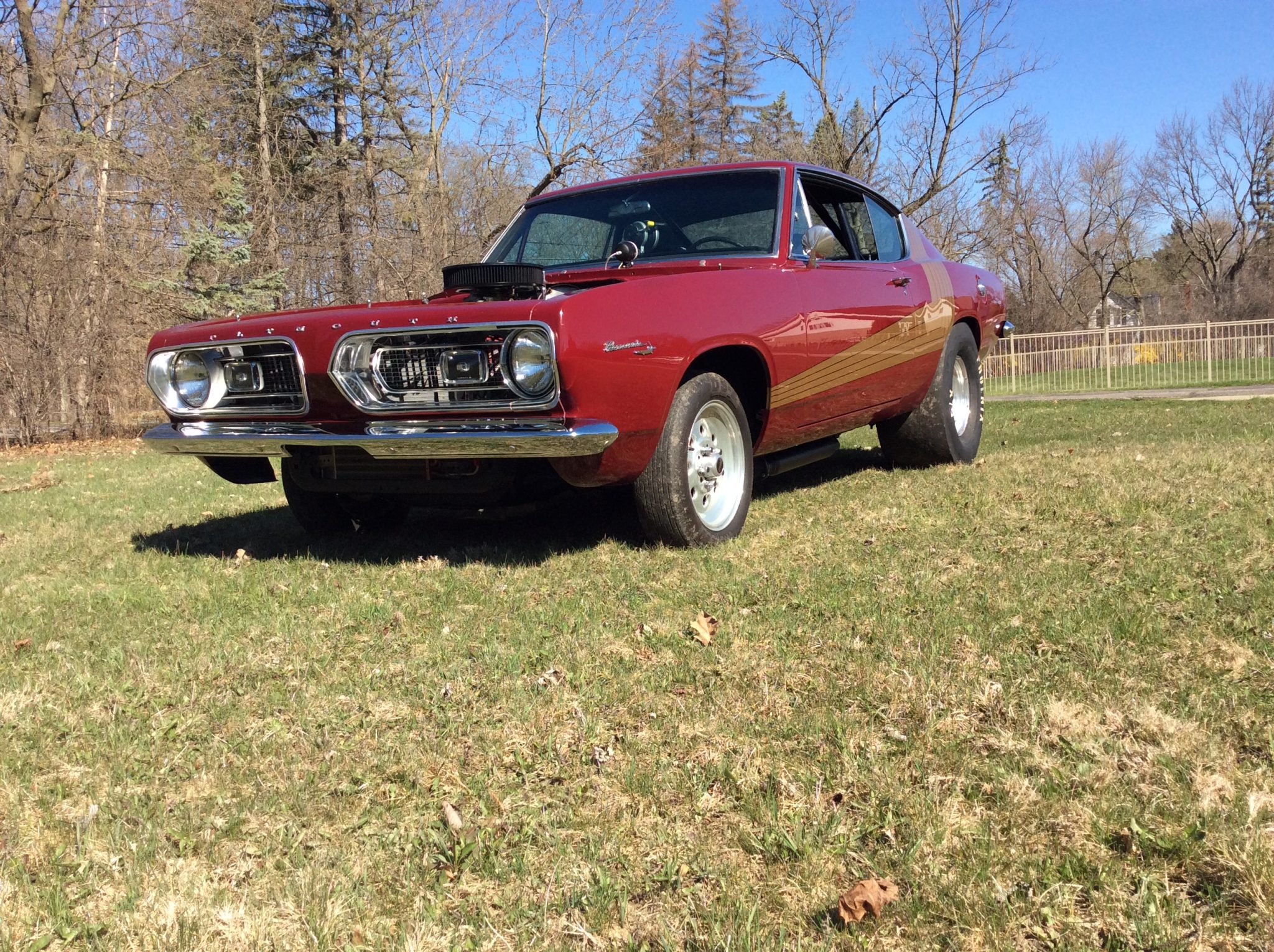 1967 Plymouth Barracuda à vendre – Dark Red V8 440 orientée drag