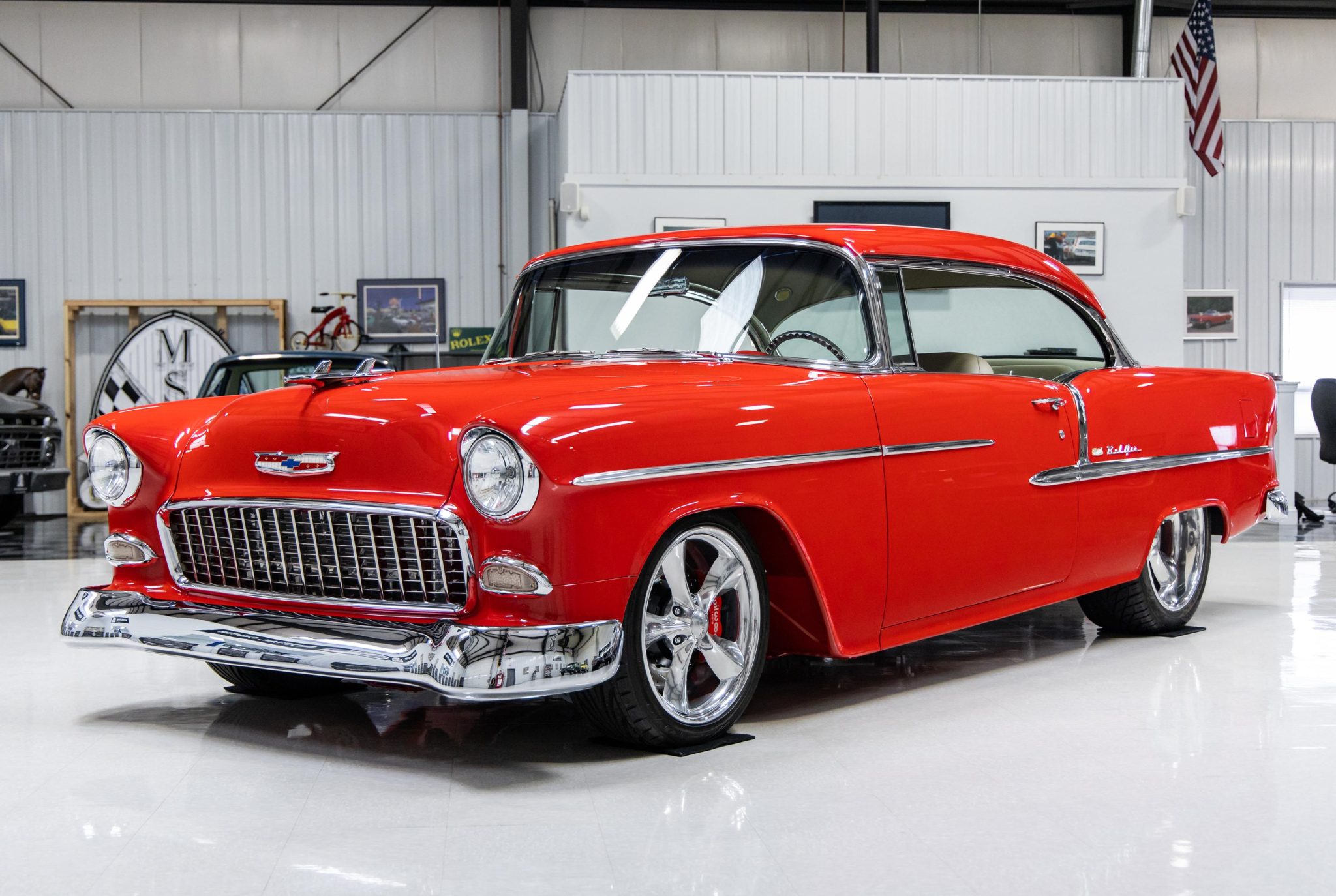 1955 Chevrolet Bel Air zu verkaufen – Red LS6 V8 Restomod mit RideTech