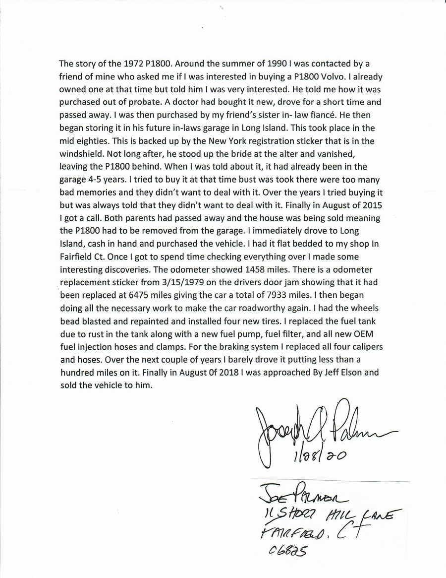 1972 Volvo 1800E COUPE -BARN FIND - ORIGINAL 8,050 MILES $89,999