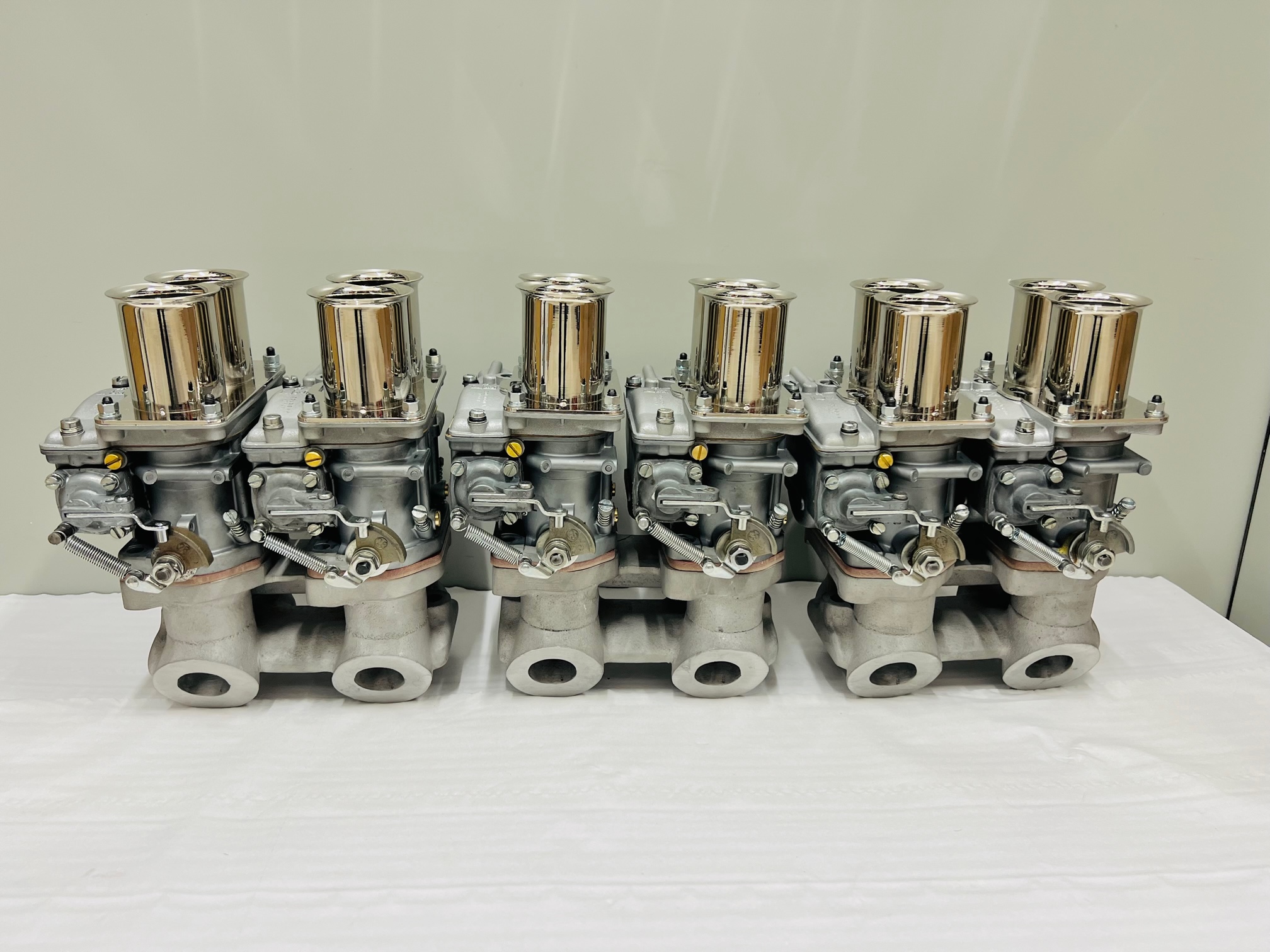 Weber 40 DCN 3 Carburetors and Intake Manifolds for Ferrari V12