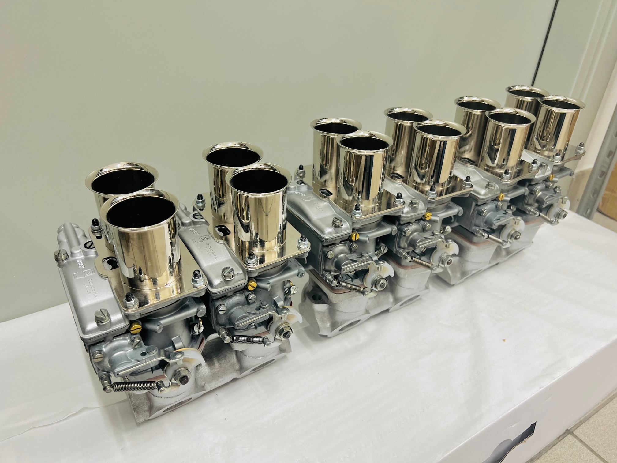 Weber 40 DCN 9 Carburetors and Intake Manifolds for Ferrari V12