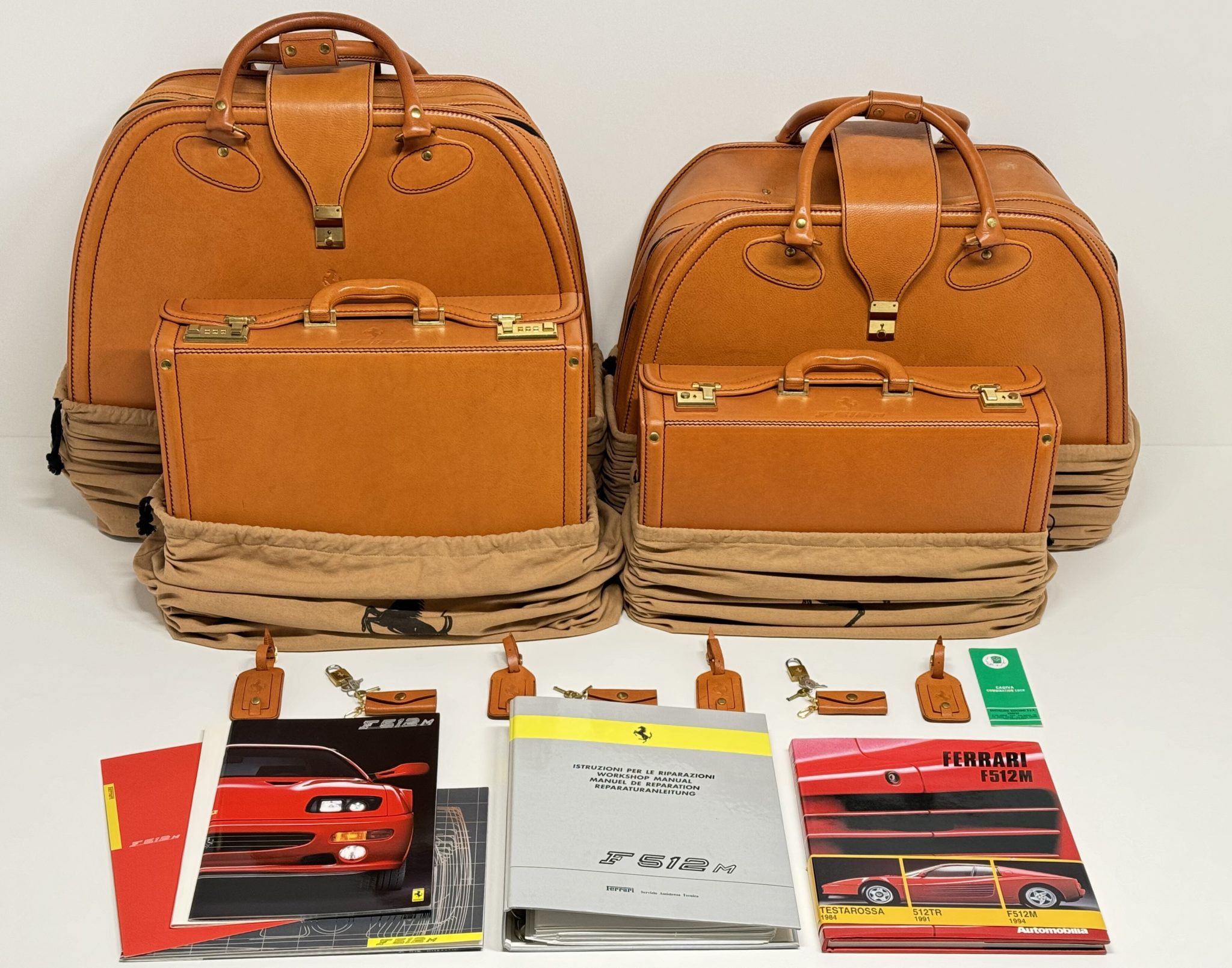 Four-Piece Ferrari F512 M Luggage Set by Schedoni, Workshop Manual, and Literature