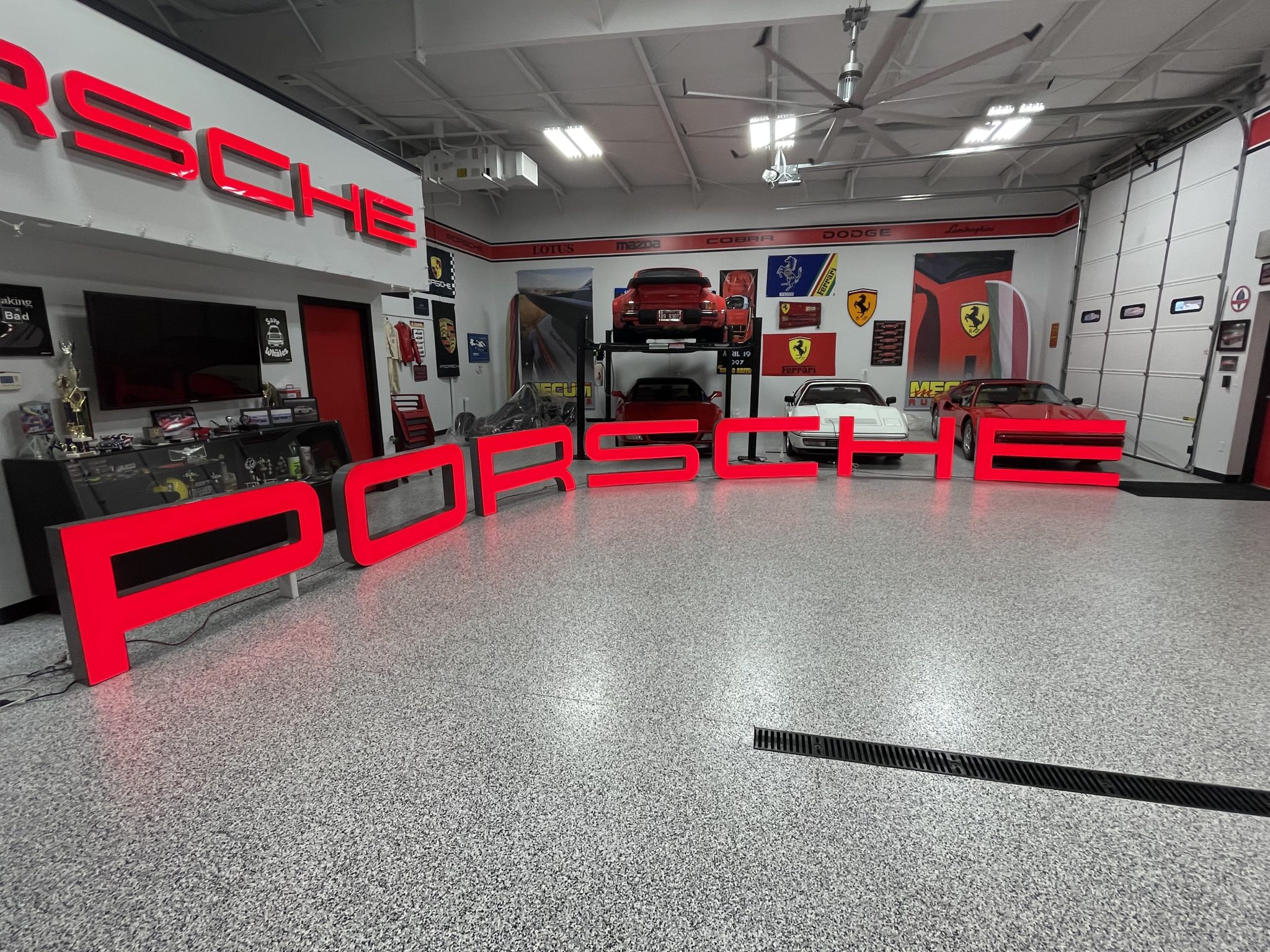 Illuminated Porsche Dealership Sign